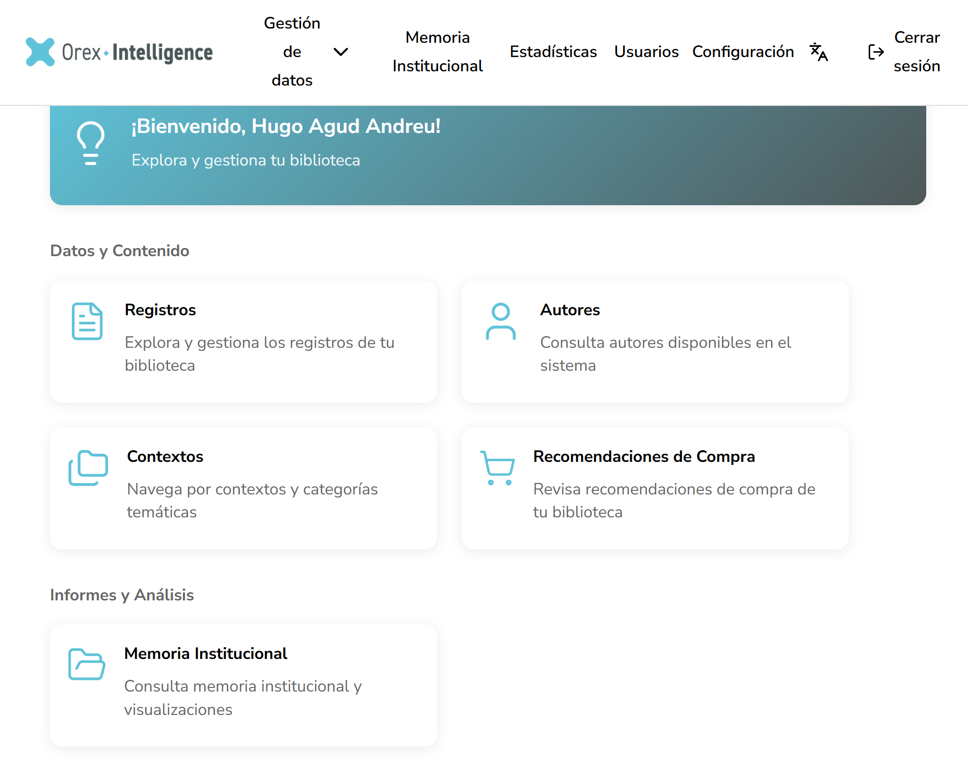Administración Orex intelligence